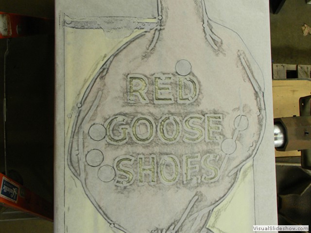 8. Patterns were made for the neon tubing by rubbing led on paper.